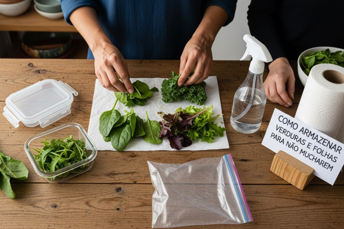 Como Armazenar Verduras e Folhas para Não Murcharem