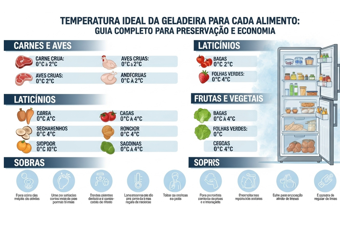 Qual a Temperatura Ideal da Geladeira para Cada Alimento: Guia Completo para Conservação e Economia