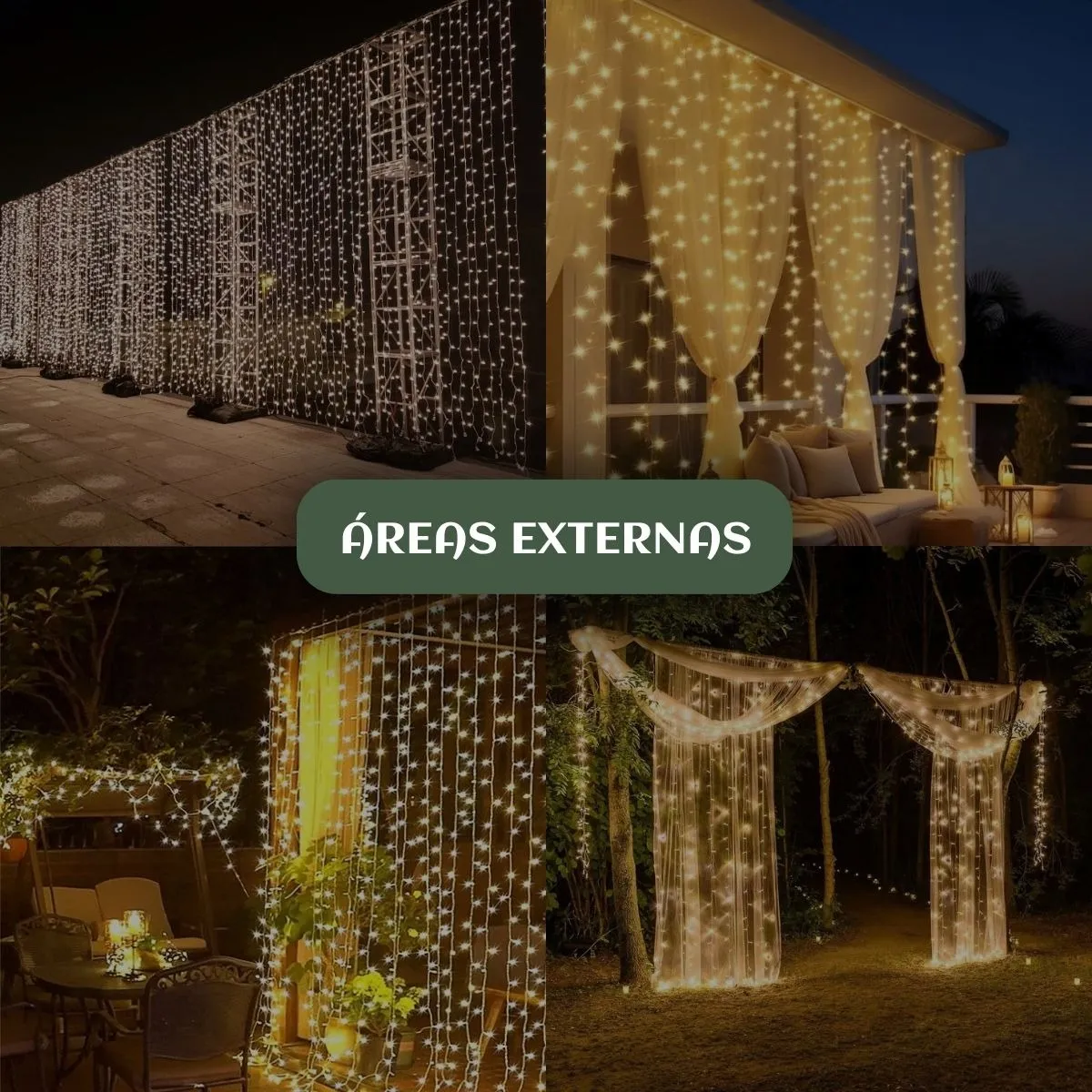 Cortina 3x3m Pisca Pisca 300 Leds Bivolt Decoração De Natal Branco Quente - Imagem 5