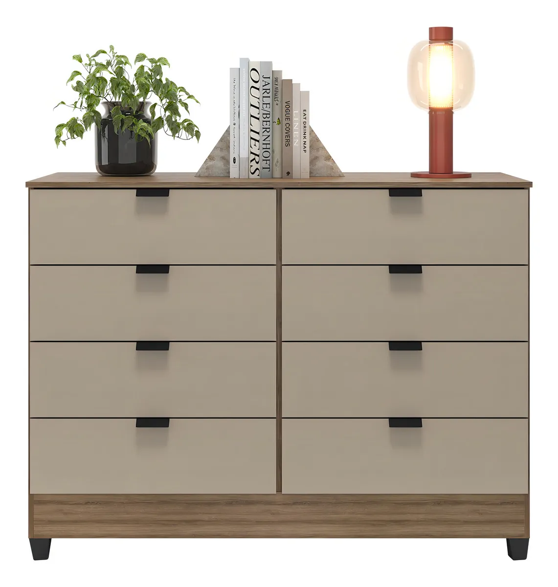 Cômoda Industrial 8 Gavetas P/ Quarto Casal Design Moderno Cor Off White - Imagem 4