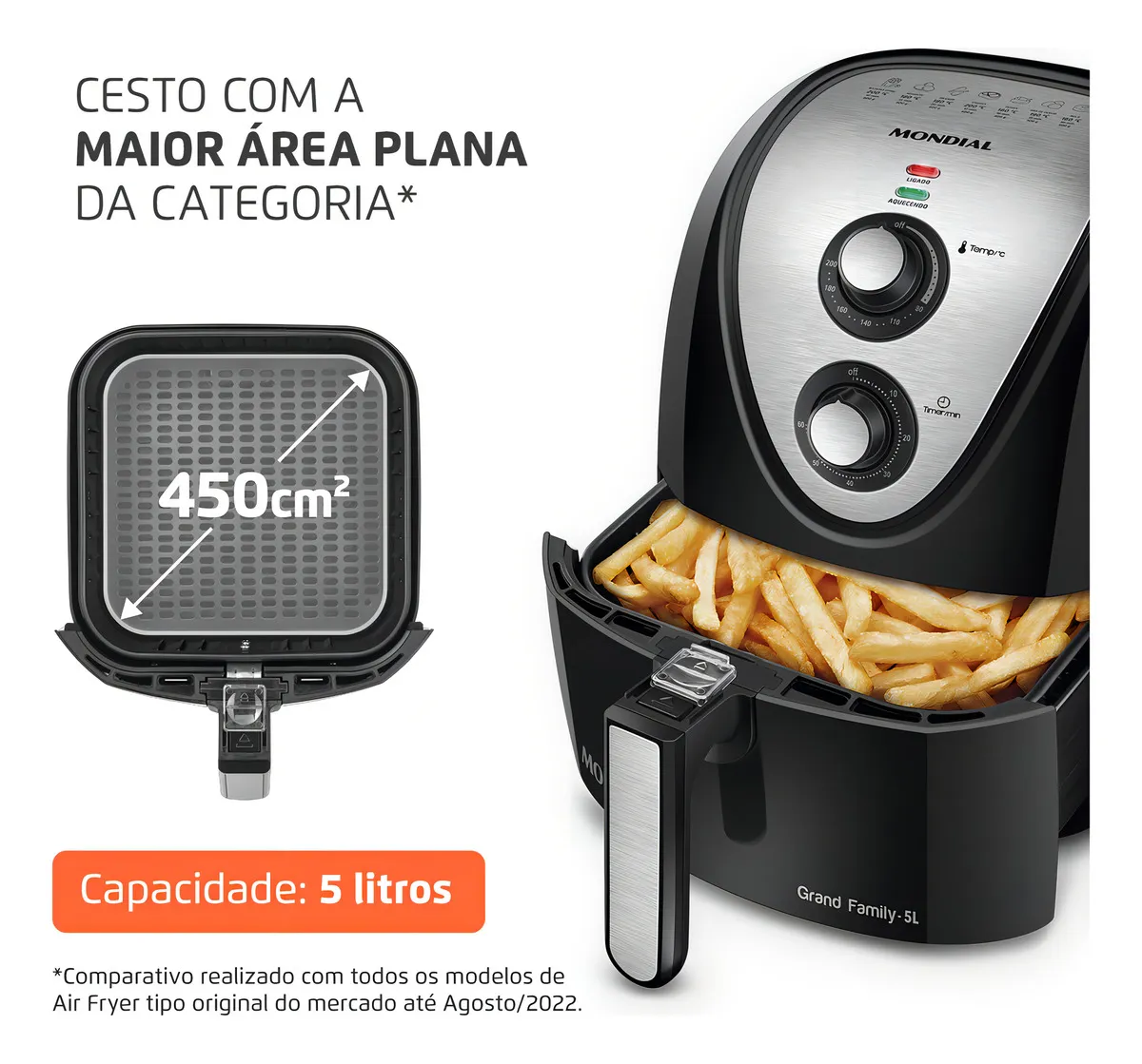 Fritadeira Sem Óleo Air Fryer 5L Mondial 1900W - AFN-50-BI - Imagem 5