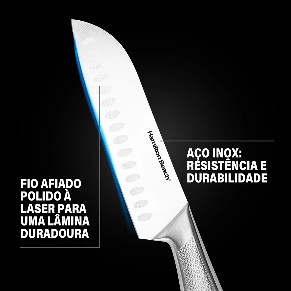 Jogo De Facas Conjunto Inox Com Suporte 15 Peças Hamilton Beach Cutpro - Imagem 4