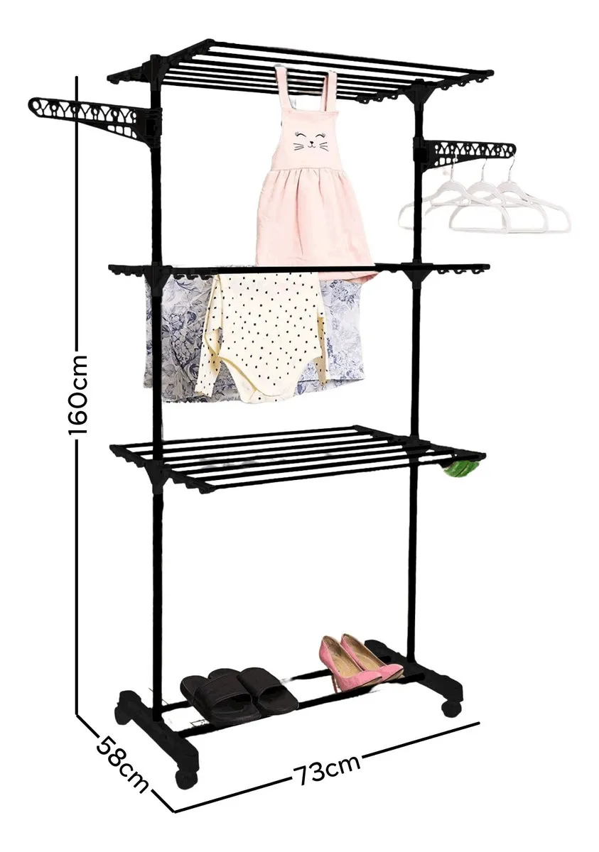 Varal De Chão Grande Varal De Roupas 3 Andares Dobrável Kontuz Home - Imagem 5