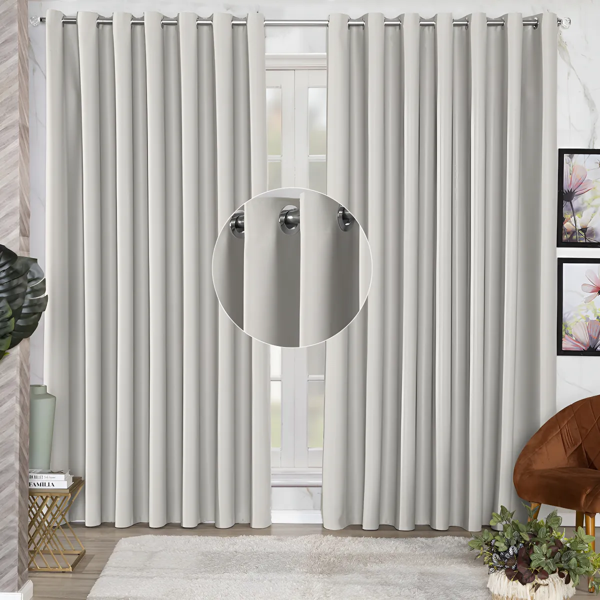 Cortina Blackout Tecido Grosso 2,80x2,30 Porta Sala Quarto - Imagem 5