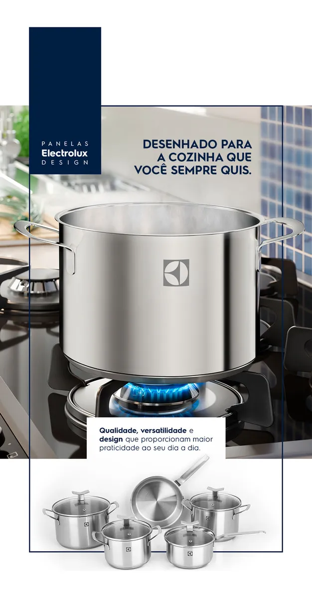 Jogo de Panelas Electrolux Inox com 5 Peças Design com Fundo Triplo - Imagem 2