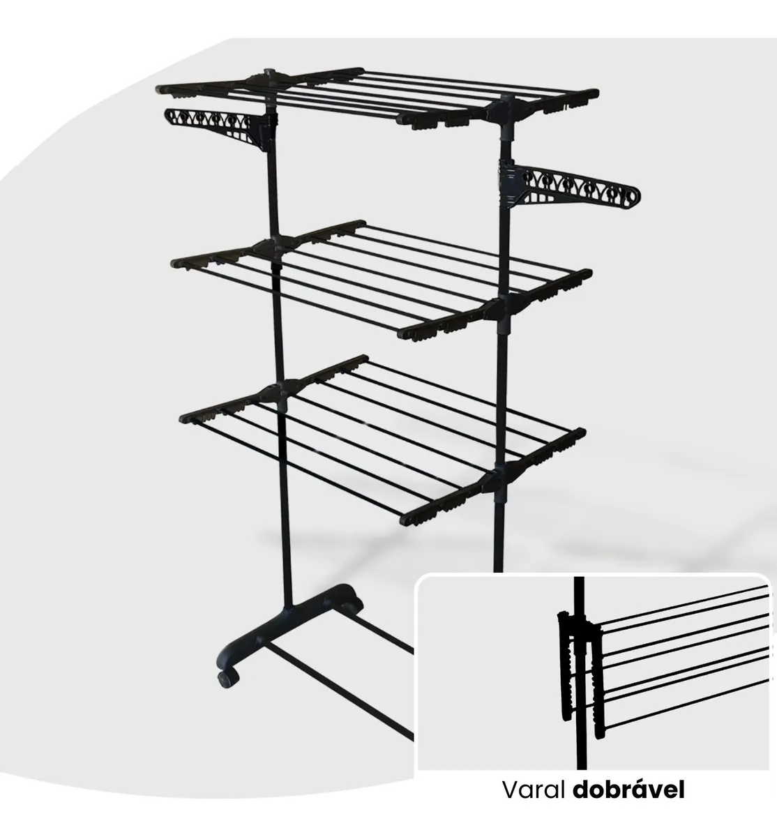 Varal De Chão Grande Varal De Roupas 3 Andares Dobrável Kontuz Home - Imagem 3