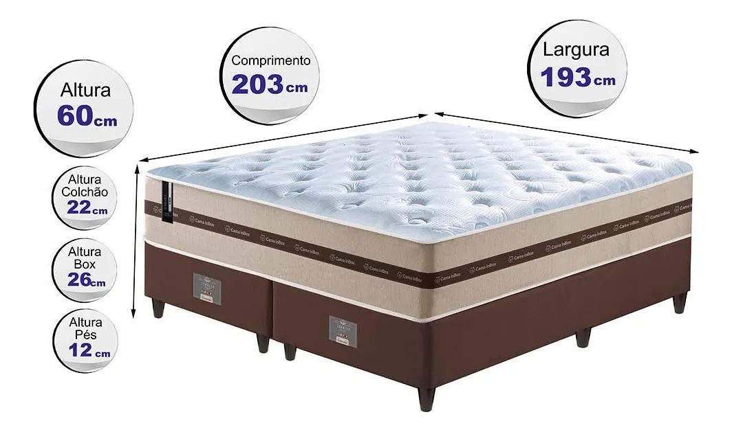 Conjunto Cama Box King De Molas Pocket Cama Inbox Smart Cor Bege - Imagem 2